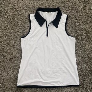 Athletic Black and White Sleeveless Polo